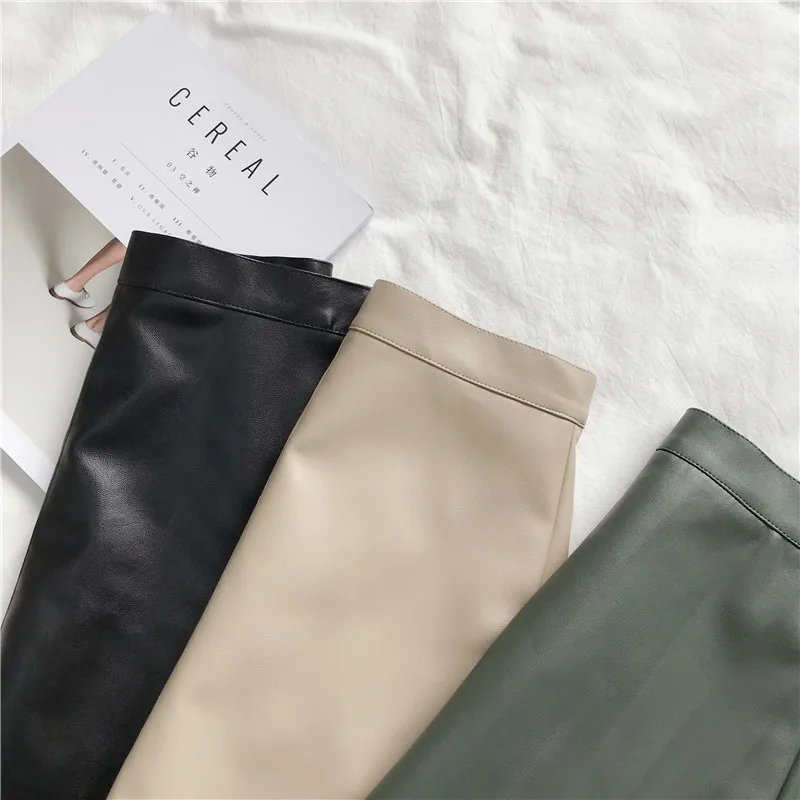 Зимние женские юбки из искусственной кожи, модные офисные женские короткие юбки из искусственной кожи, женские Облегающие юбки из искусственной кожи