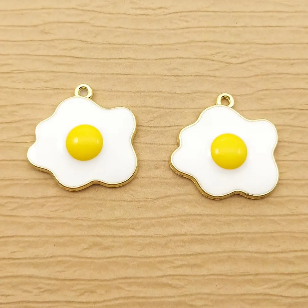 

10pcs Enamel Fried Egg Charm for Jewelry Making Metal Earring Pendant Necklace Bracelet Charms Accessories Diy Craft Supplies