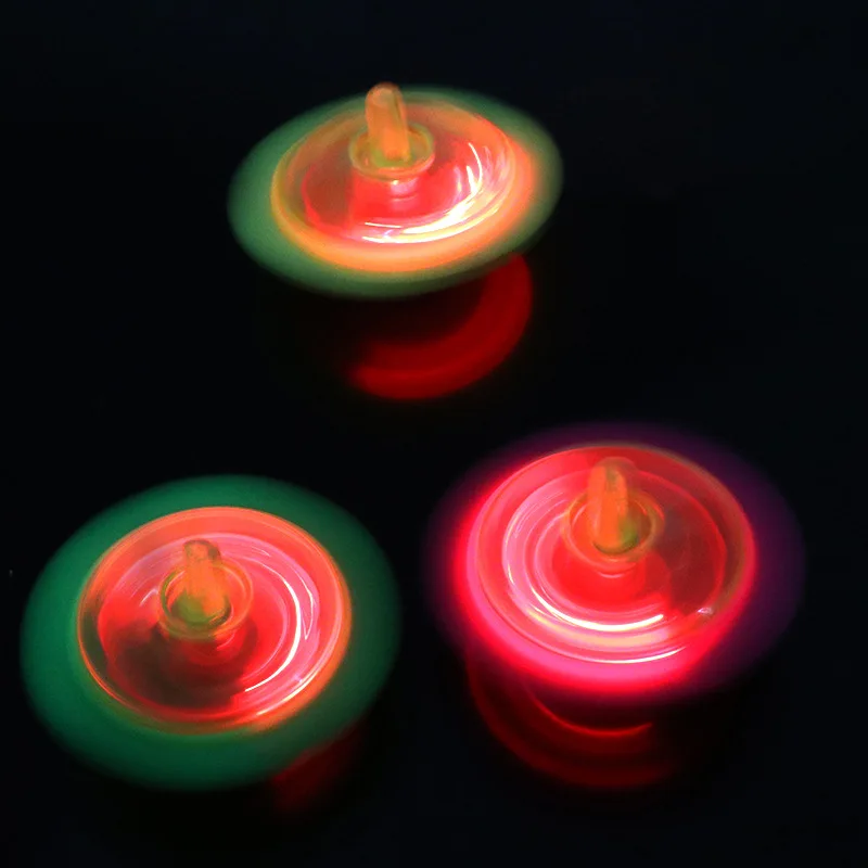 Children Kids Hand Turn Rotating Gyro Toys Mini Luminous Flashing Gyroscope Spinning Top with Cool Colored Light Effect Toys