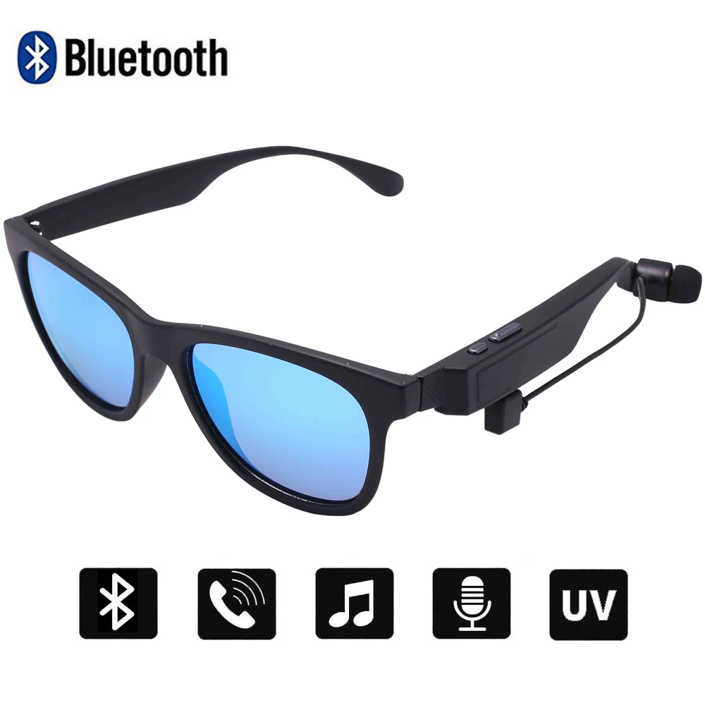 Conway Смарт солнцезащитные очки Bluetooth V4.1 гарнитура динамик очки беспроводной телефонный звонок стерео музыка очки поляризованные солнцезащитные очки - Цвет линз: Black Blue Morror