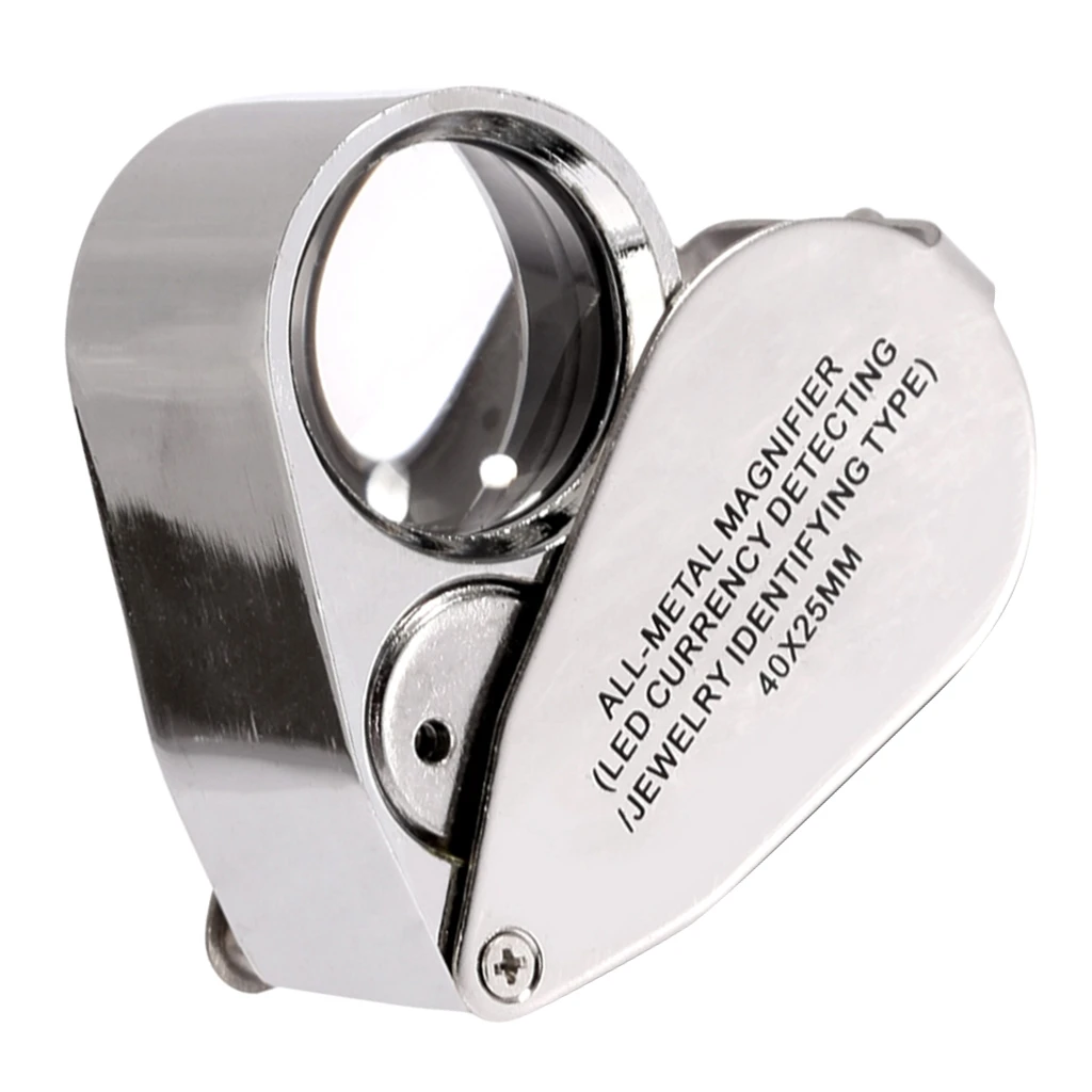 40x 25mm All Metal Magnifier Jeweler Led Uv Lens Jewelery Loupe