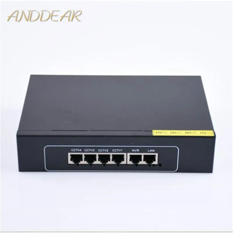 

48V 4 port PoE Switch 10/100 Mbps Smart Switch met 2*10/100 mbps UP Link poort 250 meter Belde Ingebouwde Voeding