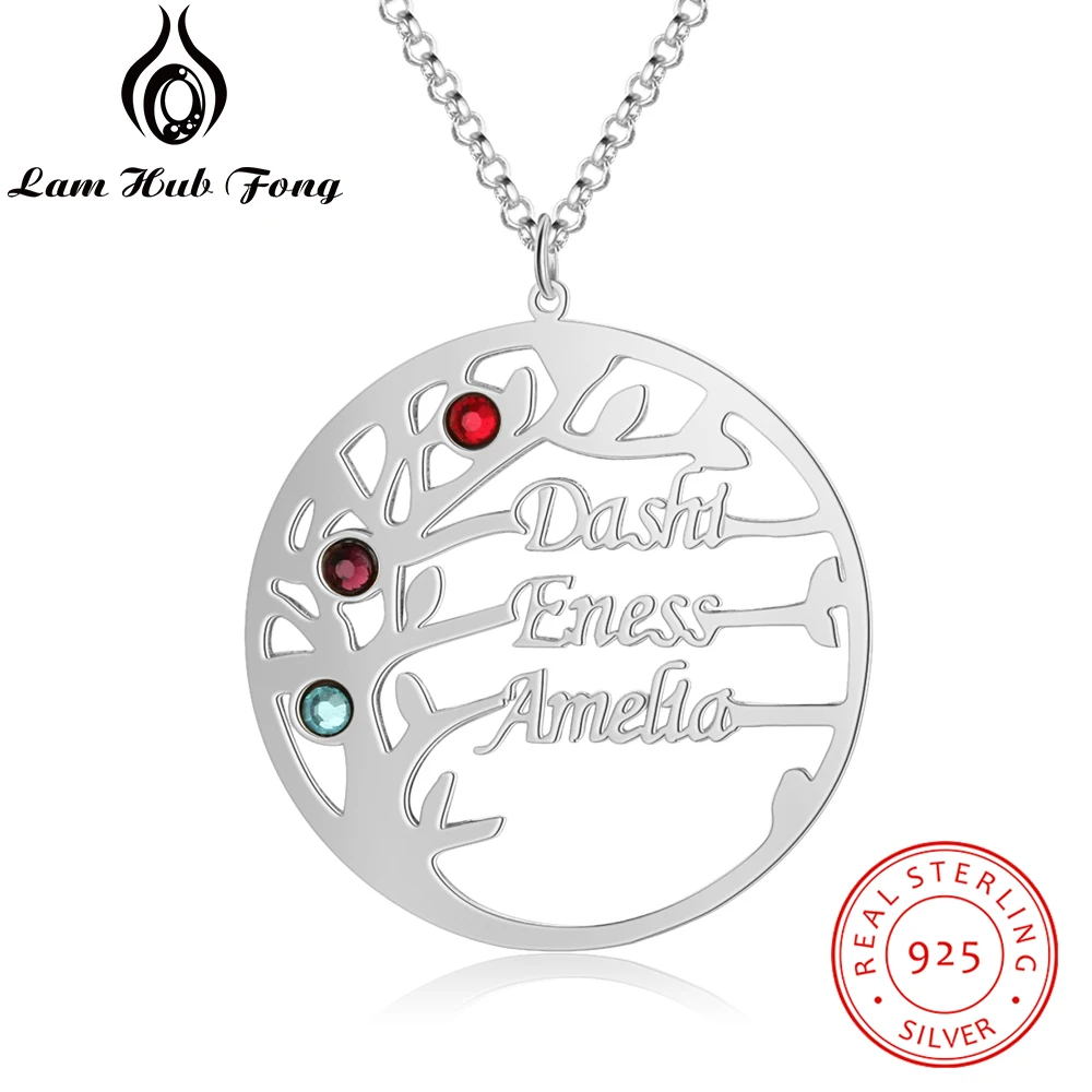 Lovefir Fashion 925 Sterling Silver Personalized Name Necklace with Birthstone 