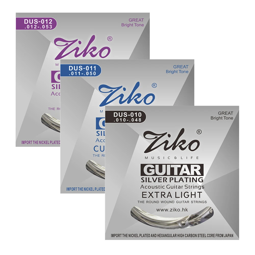 ZIKO-DUS-Series-Acoustic-Guitar-Strings-010-048-011-052-012-053-Inch-Hexagon-Carbon-Steel