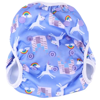 

1 Pc Unicorn Pattern Baby Swimwear Animal Design Swimming Diaper Unisex Swimming Trunks Anti-side Leakage Bathing Swimming Pants