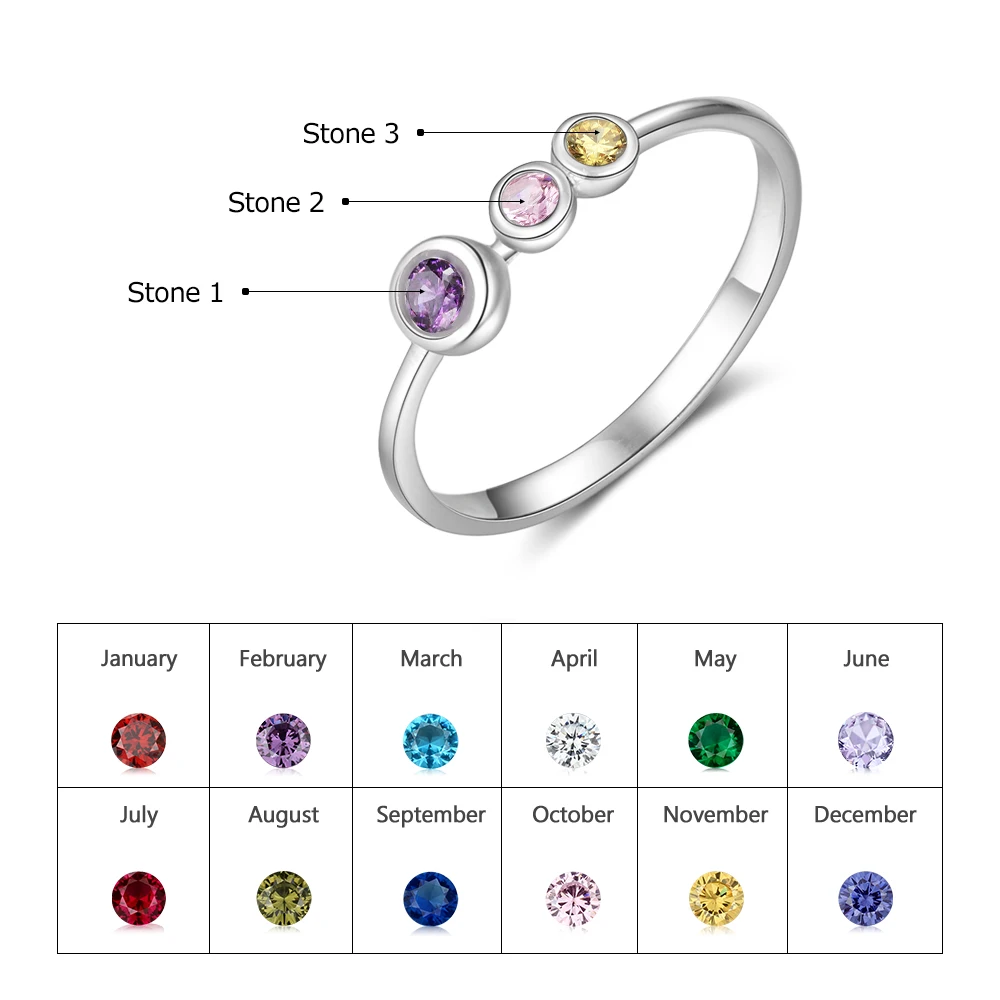 JewelOra 925 стерлингового серебра персонализированное материнское кольцо с камнем на заказ Семейные кольца для женщин ручная работа серебро 925 ювелирные изделия