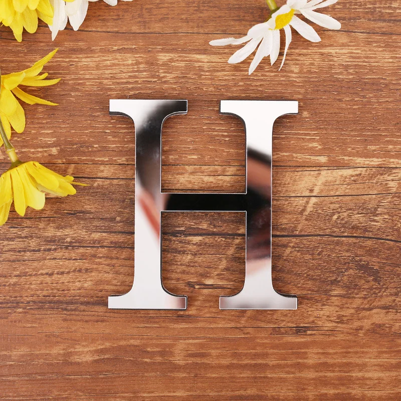 H Новые diy настенные наклейки 3D наклейки акриловые украшения свадебный подарок любовные буквы декоративный Алфавит Настенный декор - Цвет: H