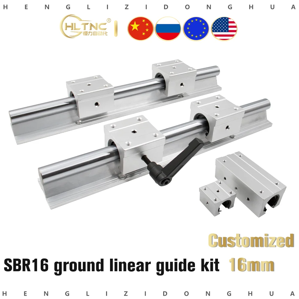 RU EU Ground linear guide rail 2pcs SBR16 + 4pcs SBR16UU bearing blocks for CNC engraving machine parts | Обустройство дома