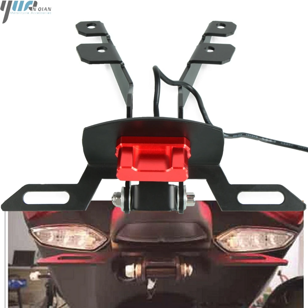 Для YAMAHA T-MAX 530 TMAX530- Мотоцикл Регулируемый угол заднего номерного знака держатель кронштейн с светодиодный светильник