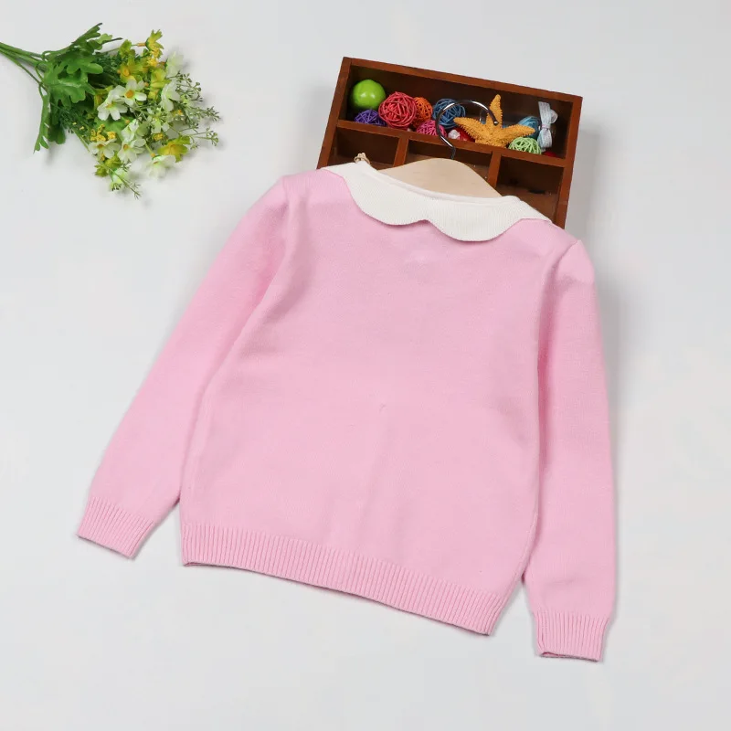 

Girl'S Knitted Cardigan Children Spring And Autumn Childrenswear Infants Child Korean-style Embroidery Crew Neck Sweater Versati