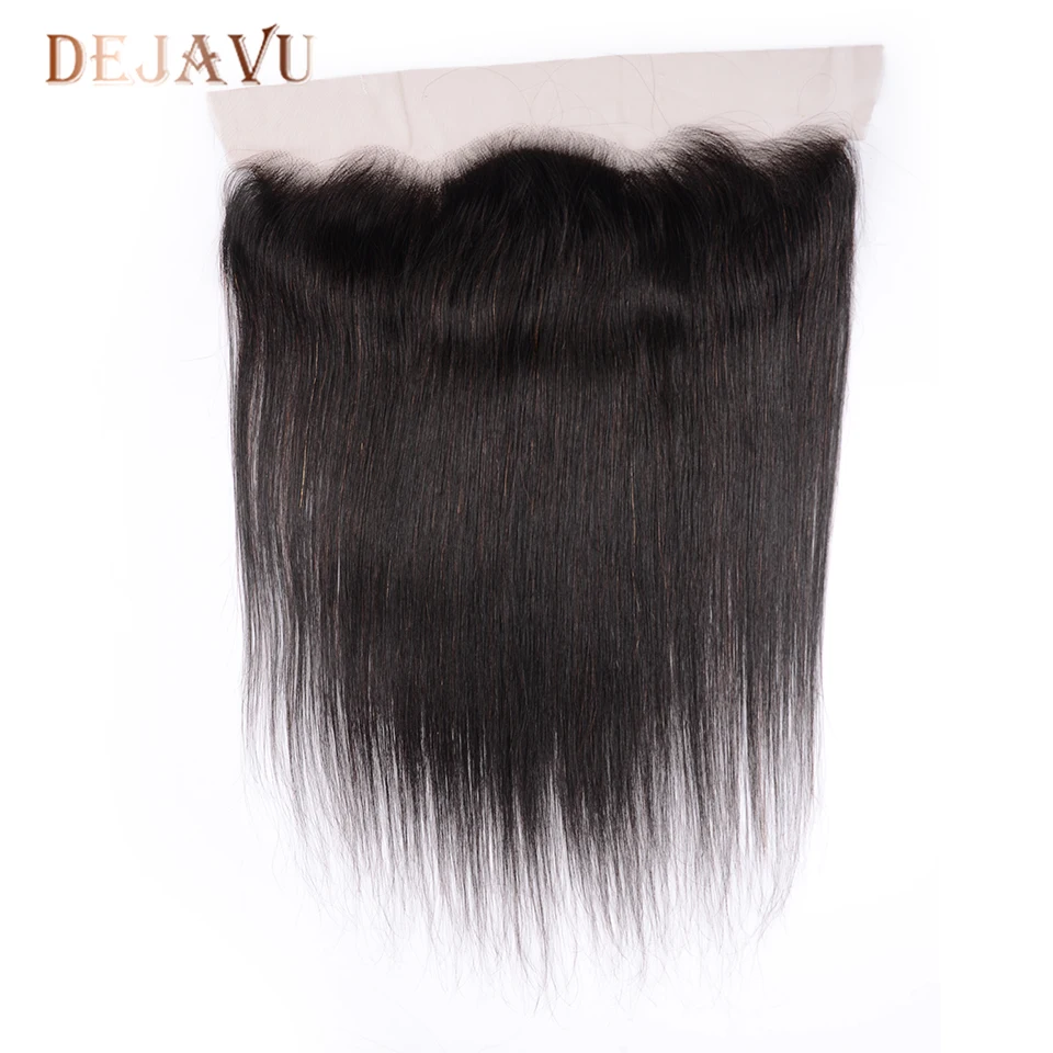  Dejavu 13x4 Frontal With 3 Bundles Peruvian Straight 100% Human Hair Bundles With Closure Non-Remy 