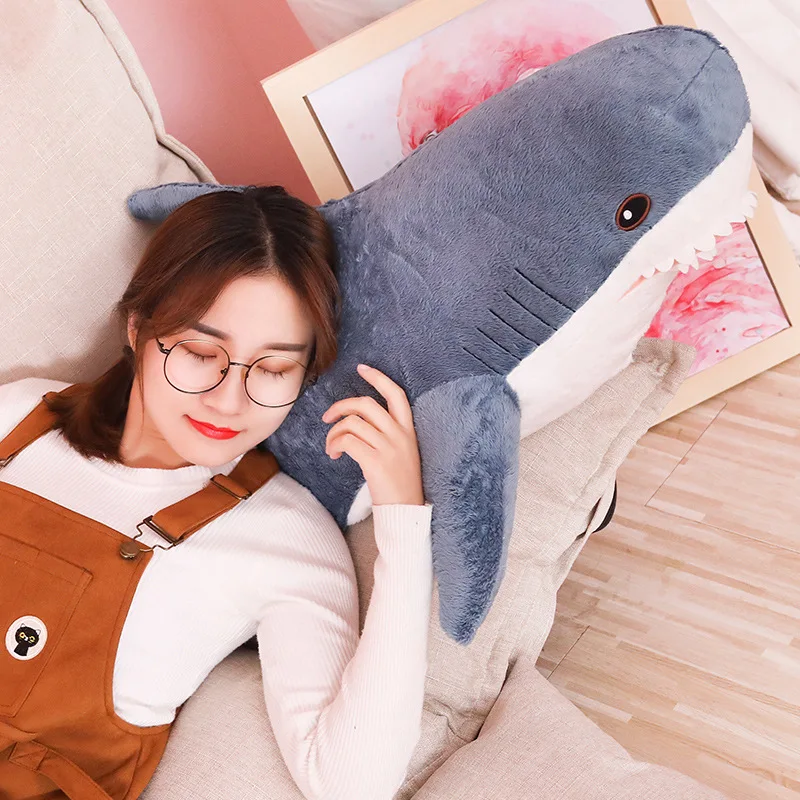 80/100cm Big Size Funny Soft Bite Shark Plush Toy Pillow Appease Cushion Gift For Children