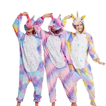 

Unicorn Pajamas Kigurumi Adult Flannel Onesie Cosplay Totoro Stitch Cat Pig Anime Pajamas for Women Men Kids Girl Children