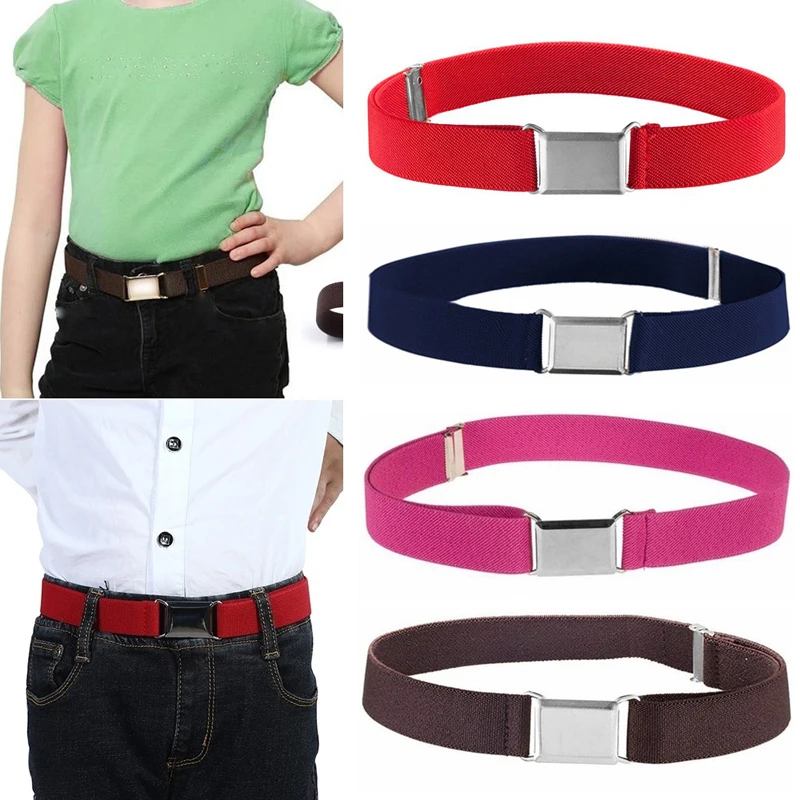 

Fashion Adjustable Kids Children Belt Stripe Stretch Elastic Handmade Canvas Waistband Easy Buckles Boys Girls Pants Belt
