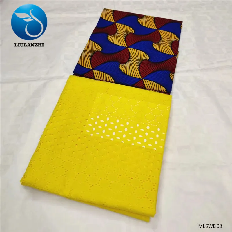 LIULANZHI Ankara Wax Prints 3 yards High Quality and 2yards French Cotton Dry Lace Lace Set ML6WD