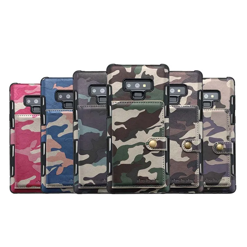

Camo Case For Samsung Galaxy Note9 A 10 20 30 50 70 Shockproof PU leather + Soft TPU Cash Slot Case Cover Skin