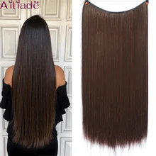 AILIADE 22 дюйма длинные термостойкие синтетические волокна натуральные прямые волосы эластичность невидимая проволока накладные волосы шиньоны
