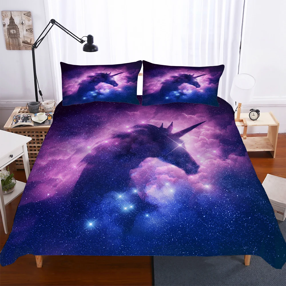 

Bed linens Unicorn Bedding Set Fluorescence Viewu Lxury Quilts and Comforters Bed Sheets Set Queen King Size
