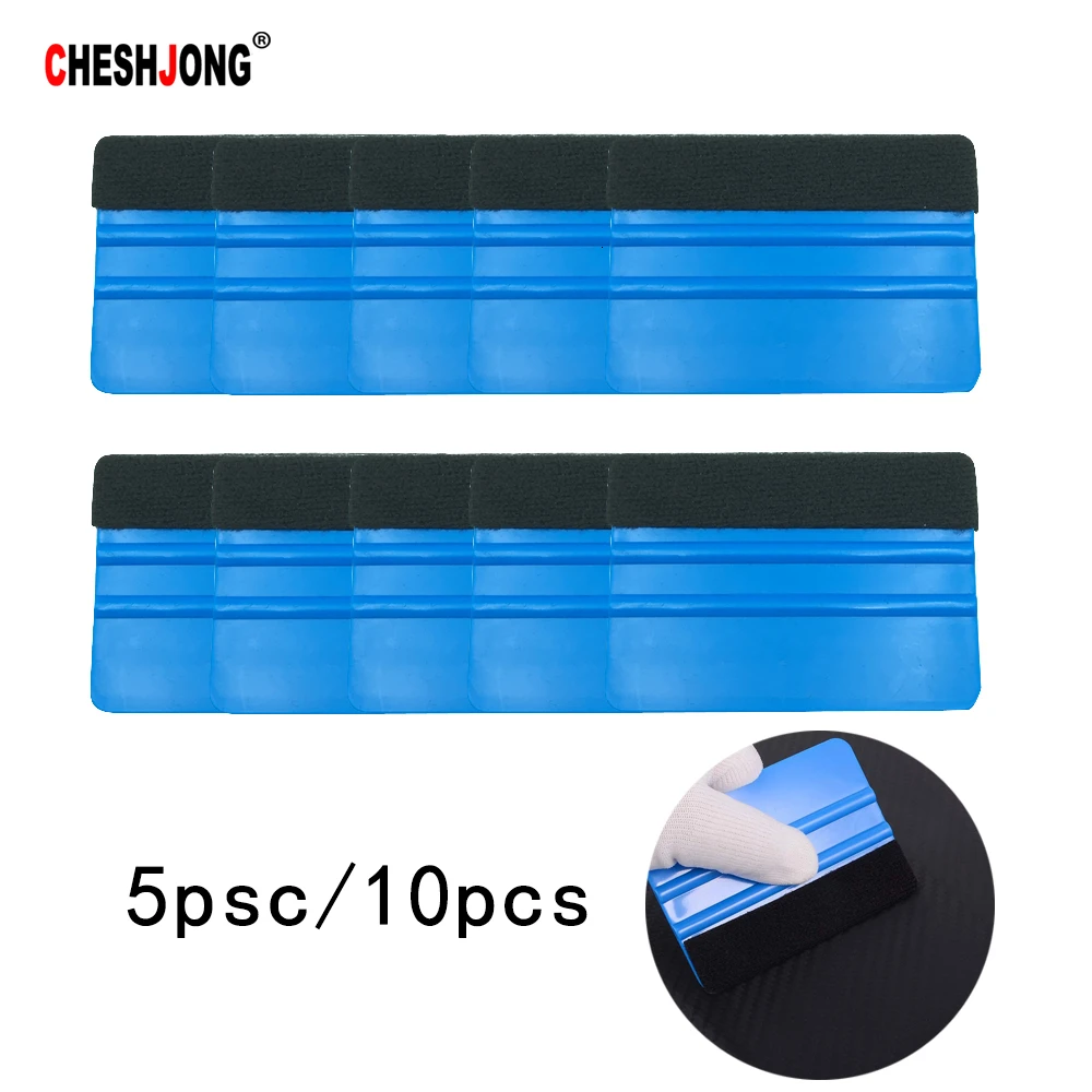 Cheshjong Car Styling Vinyl Wrap Film Auto Tools Blue Scraper Squeegee With Felt Edge Window Tint Tool Accessories 5/10PCS