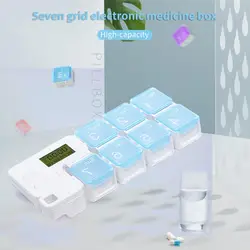 Moisture-Proof Battery-Operated 7 Days Pill Dispenser Organizer with Reminder Alarm for Vitamin Fish Oil