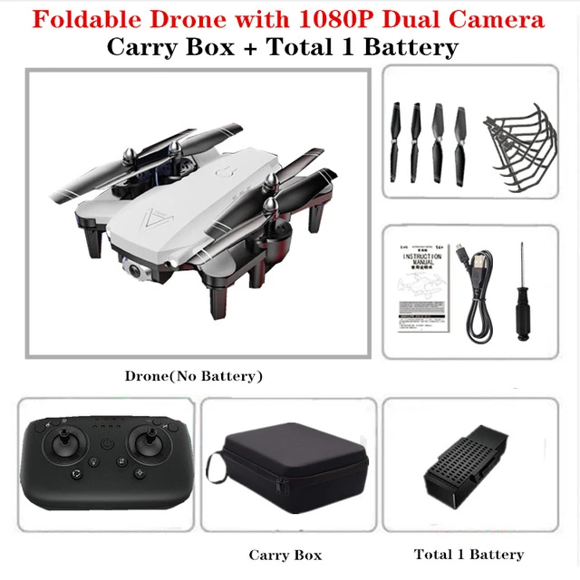 White 1080P 1B Bag 4K L103 радиоуправляемые вертолеты камера Wifi Fpv Дрон Gps Дрон удержание высоты 2,4g оптическое положение потока Дрон камера радиоуправляемые игрушки для детей - Цвет: White 1080P 1B Bag