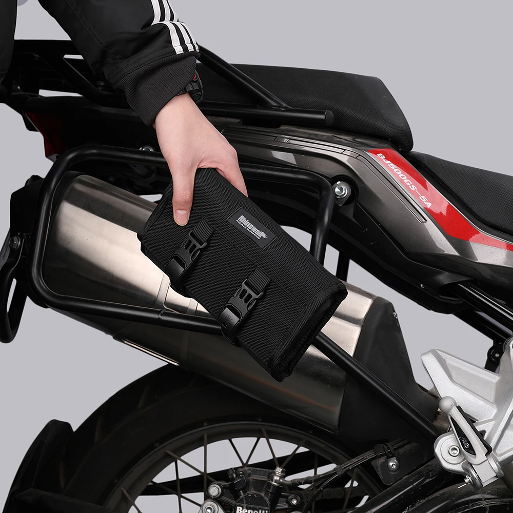 Sac De Selle Moto Rhinowalk - Sac à Outils Enroulable, Rangement Organisé - Polyester 1680D