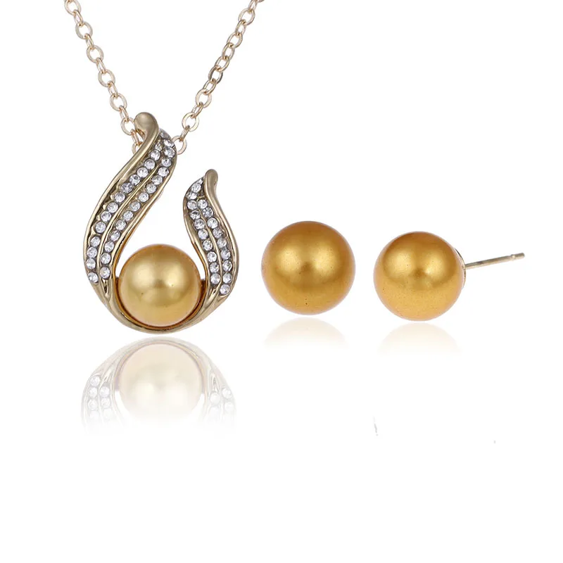 Комплект из колье и серёг с жемчугом серебряным покрытием|jewelry sets for women|necklace setpearl