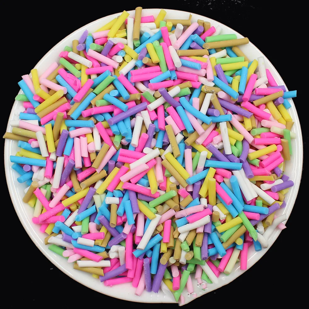 100g/lot 7mm Long Hot Clay Sprinkles for Crafts Fimo Polymer Clay Fake Cake Sprinkles Decoration Slime Material Accessories DIY