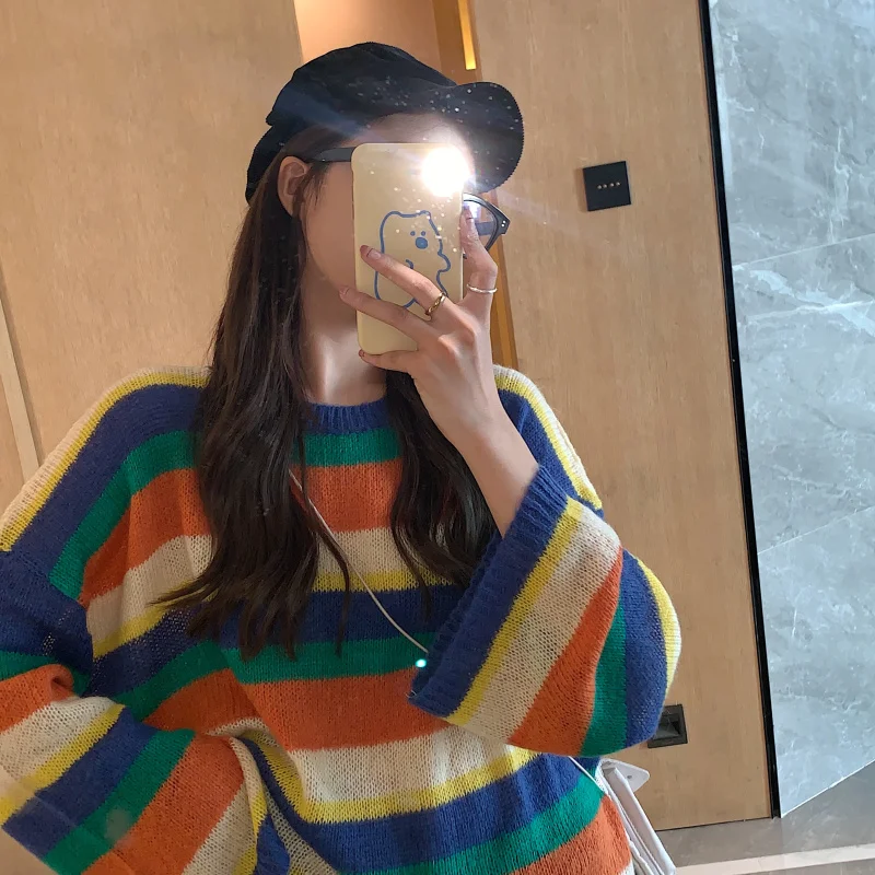 Женские свитера в японском стиле Kawaii Ulzzang винтажный свободный Симпатичный
