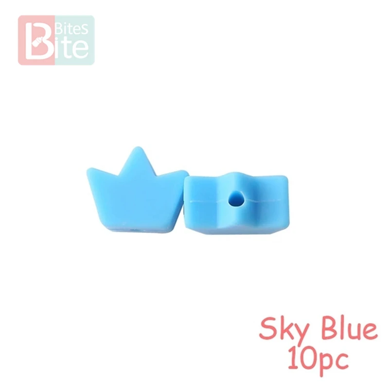 Sky Blue Crown Кусачки 10 шт. Силиконовые Бусины Пищевой Силикон Прорезыватель зубов в виде звезды детские товары силиконовый браслет грызунов Diy ремесла детский Прорезыватель - Цвет: Sky Blue Crown