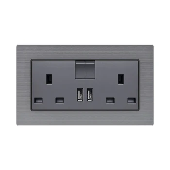 

KAMANNI Switch With USB Socket Outlet Plug Charger Wall-Mounted Double EU Standard Stainless Steel Panel Electronic Power Socket