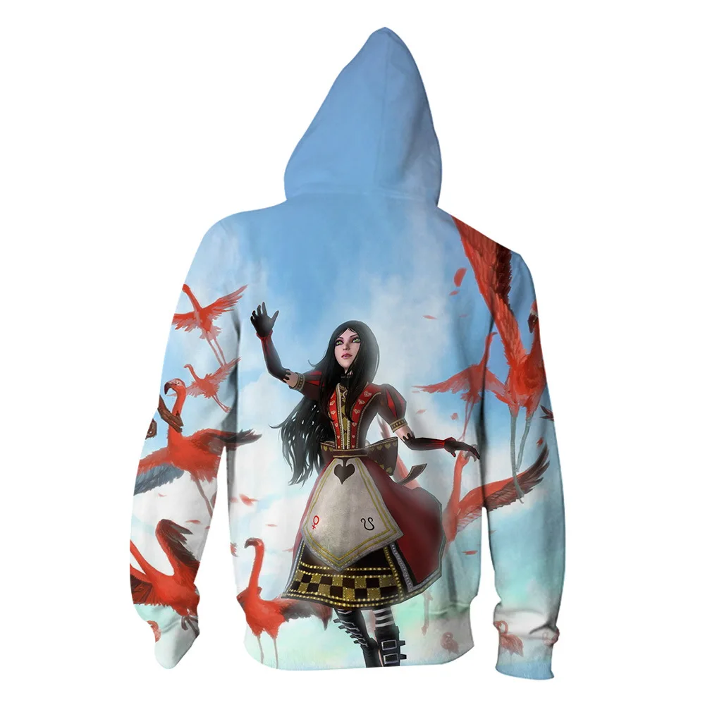 Alice Madness Returns Костюмы 3D печать Алиса толстовки куртка Косплей Хэллоуин для мужчин и женщин толстовки кофты хип хоп пальто