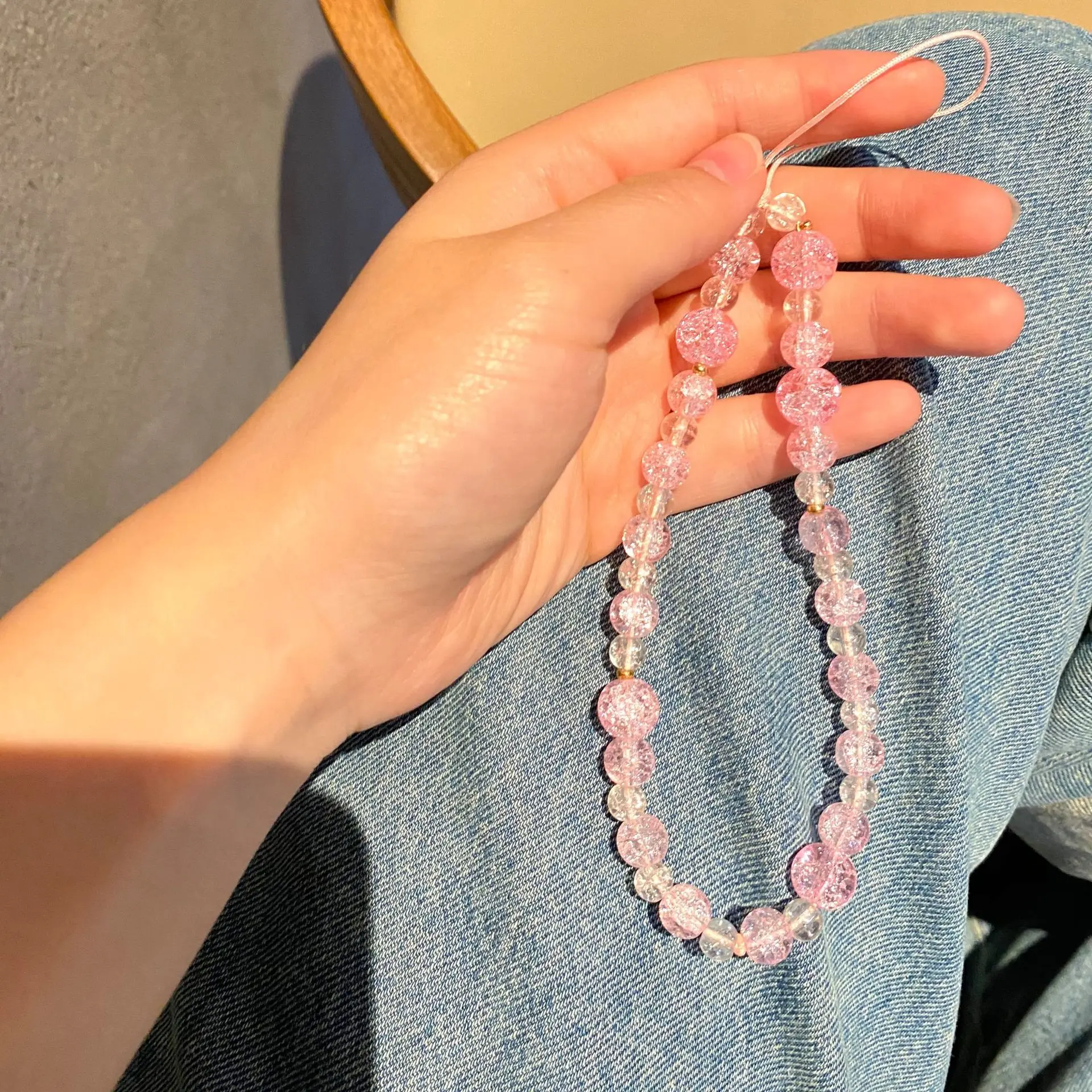 2021 Trend Pink Pearl Beaded Mobile Phone Case Chain Pendant Cell Lanyard Car Key Chains Women Fashion Jewelry Accessories |