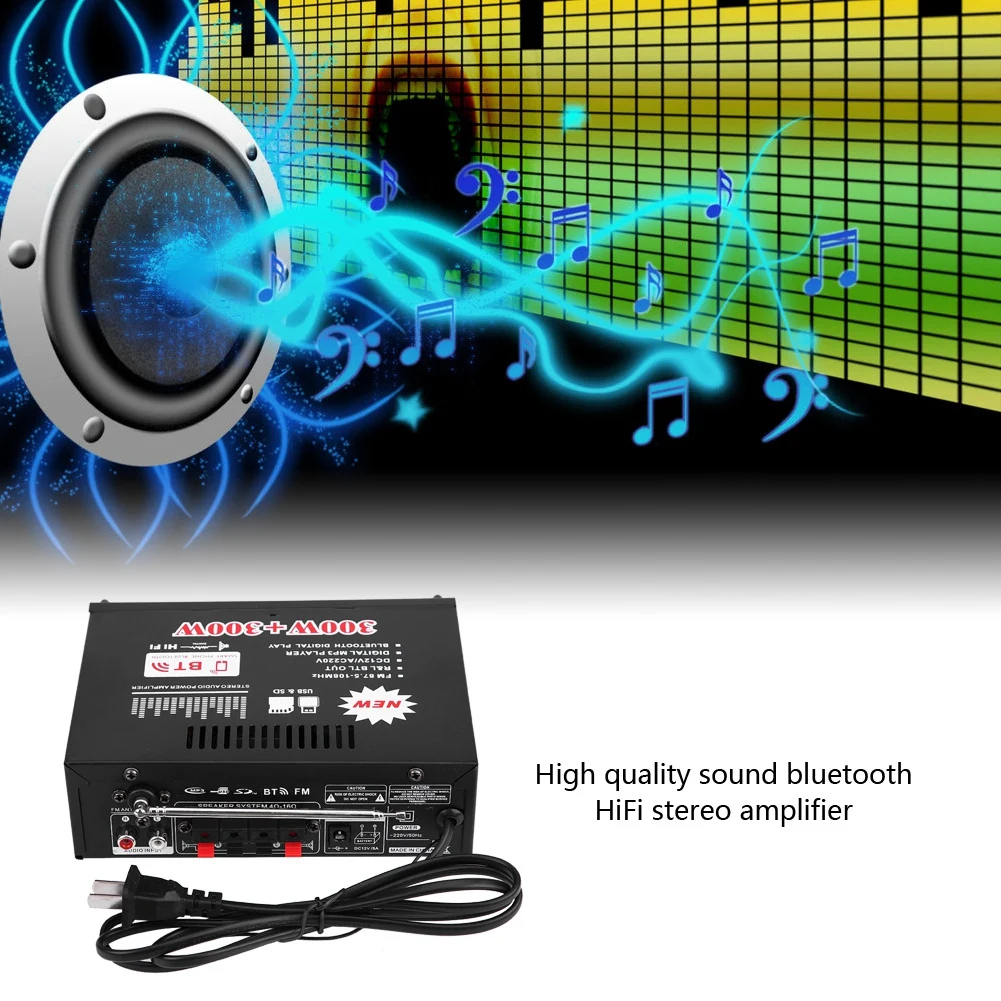 Автомобильный DC 12 V/AC 220V 2CH 600W lcd Цифровой пульт дистанционного управления аудио усилитель Bluetooth Hi-Fi стерео усилитель мощности для автомобиля мотоцикла mp3