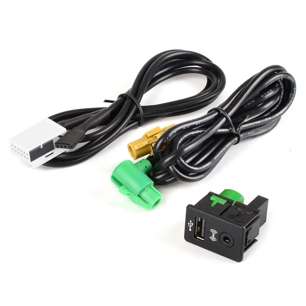 USB Aux-in Button Switch Cable Kit for VW Passat B6 B7 Golf MK6 Jetta Radio RNS315