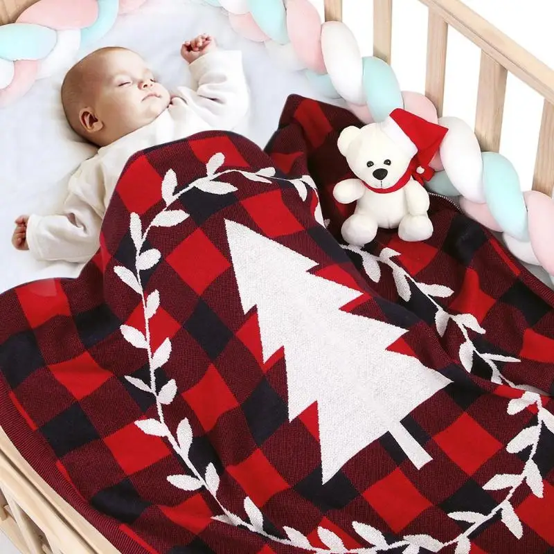 Хлопковое вязаное одеяло; Рождественская елка; плед для малышей; детское постельное белье; вязаное одеяло для новорожденных; детская коляска; Пеленальное Одеяло