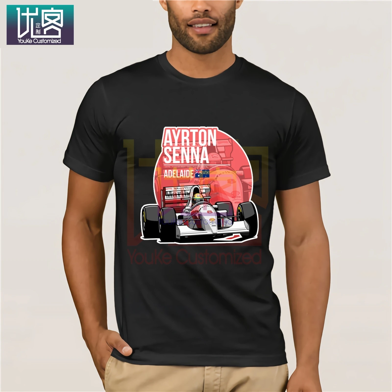 Ayrton Senna 1993 Adelaide T-Shirt Deciren Via Clothes Popular Crewneck 100% Cotton Tees Vintage Crew Neck | Мужская одежда
