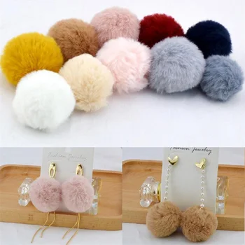 

10pcs/lot New Fashion Faux Rabbit Fur Round Hair Ball Connectors For DIY Earrings Hairpin Charm Jewelry Making Accessories