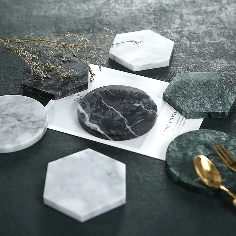 Natural Marble Coasters Ins Simple Insulation Pad Art Creative Jewelry Nordic Style Mat Still Life Shooting | Дом и сад