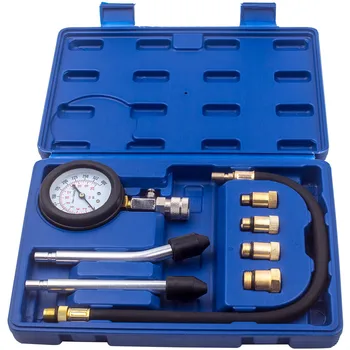 

8PCS Engine Cylinder Compression Pressure Gauge Tester Test Kit M14 M18 Adaptor