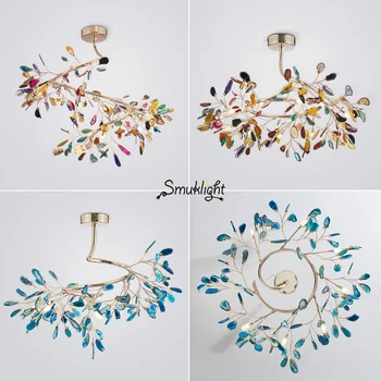 

Natural Agate Slices Pendant Light G4 Led Bulb for living room foyer dining room lobby villa kitchen hall Decoration Lighting