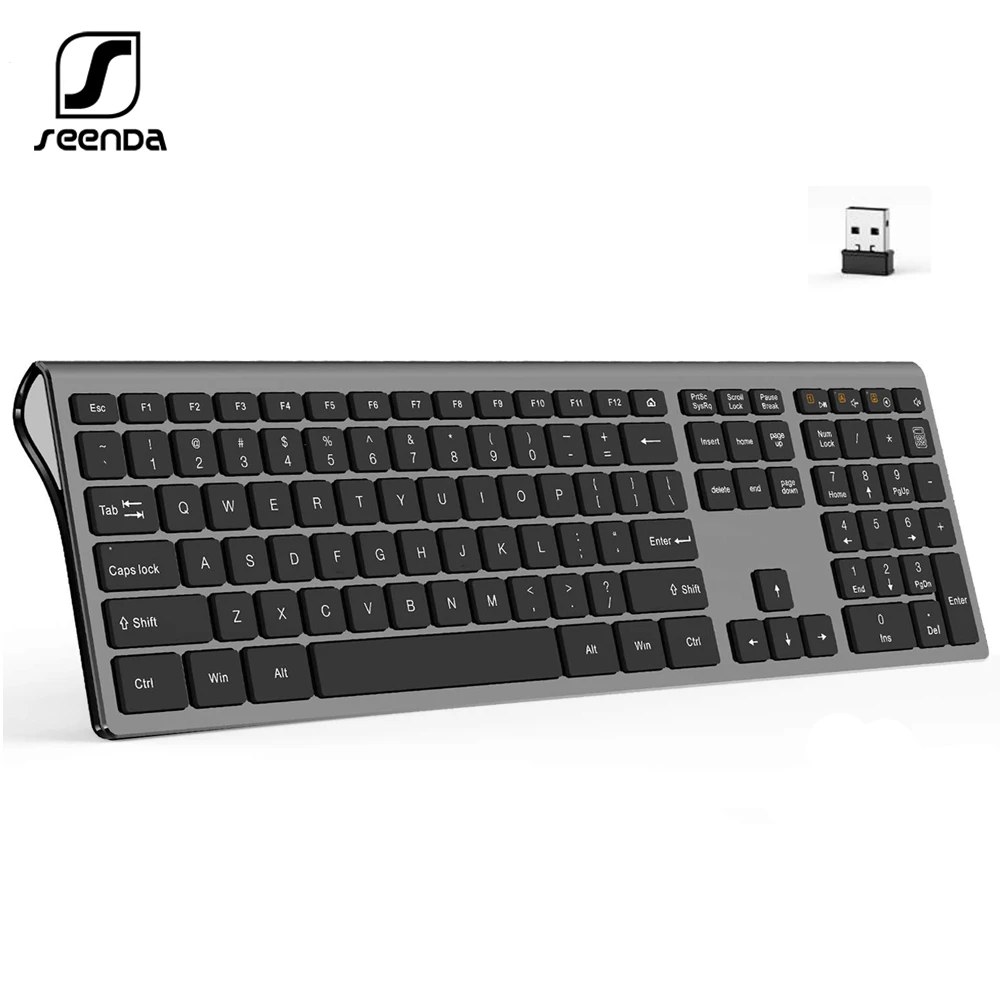 

SeenDa109 Keys Full Size 2.4G Wireless Keyboard Ultra Slim Scissors Switch Russian Keyboard for Windows Mac OS Laptop Desktop PC