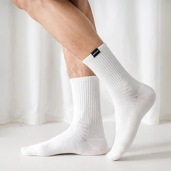 

Socks men's autumn and winter pure cotton pure color men's tube socks sweat-absorbent breathable stockings ins tide