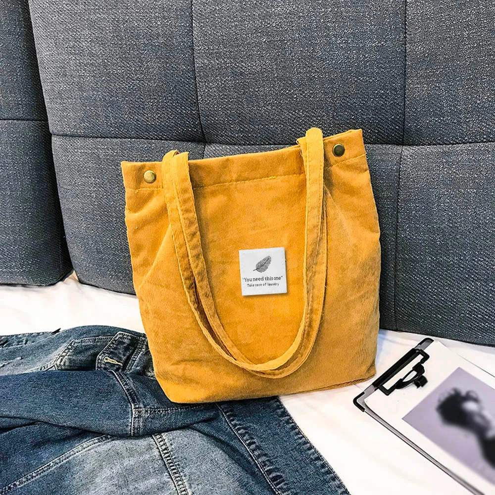 Transer, женская сумка на плечо, вместительная, Вельветовая, сумка-тоут, женская, чистая, ручная, складная, многоразовая, для покупок, для путешествий, пляжная сумка# YY - Цвет: Yellow