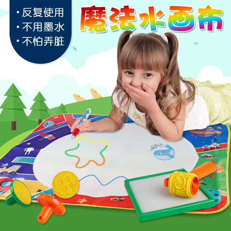 

Children Water Graffiti Color Doing Homework Three-Color Oceans Universe Cartoon Baby Educational Magic Water Canvas Large Size