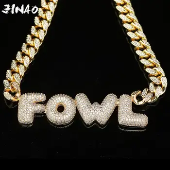 

JINAO Heavy Custom Name Bubble Letters Chain Pendants Necklace Charm Men's CZ Hip Hop Jewelry With Tennis Chain For Gift