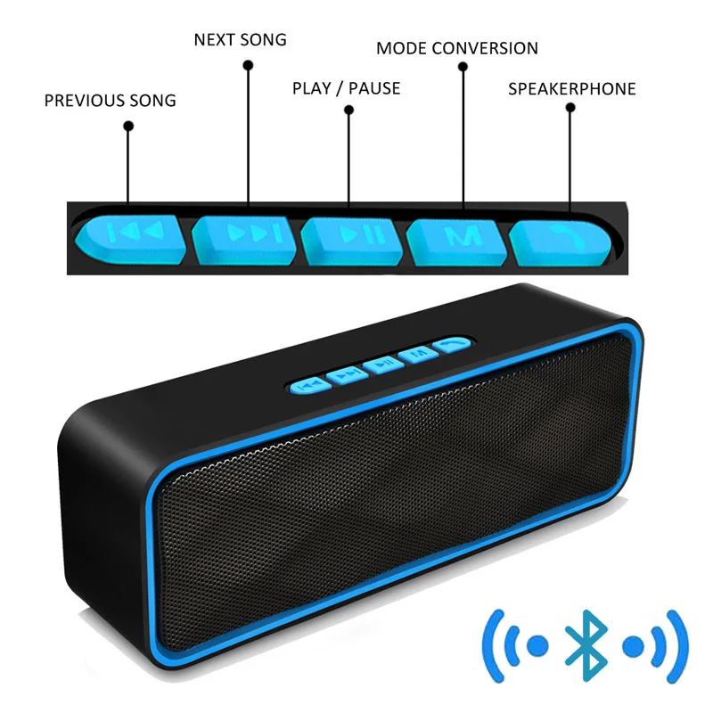 Bluetooth динамик портативный Колонка громкий с микрофоном Музыкальная Коробка