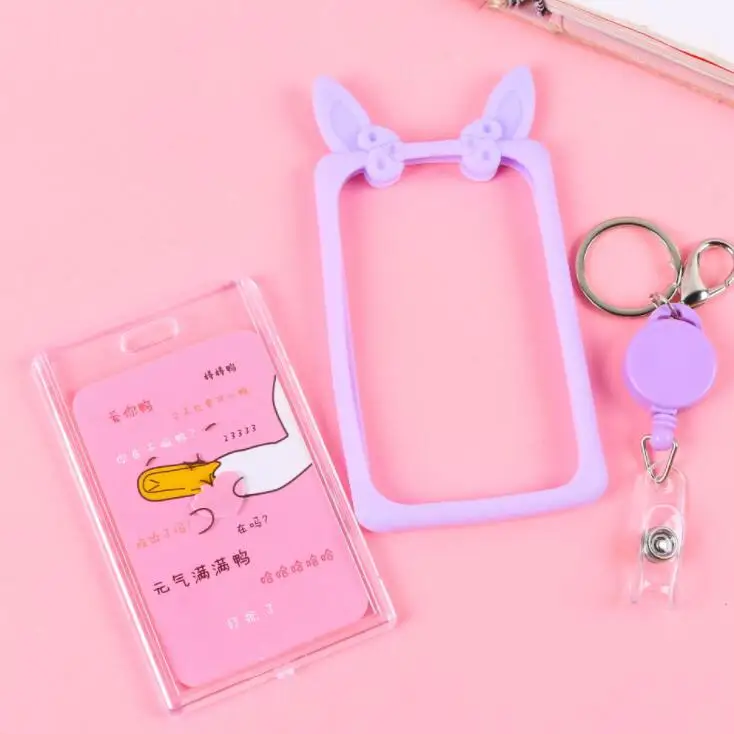 1 шт. Kawaii корейский Кот Животное мультфильм ID кошелек с отделами для карт автобус банк карты защитная пленка брелок школьные канцелярские принадлежности