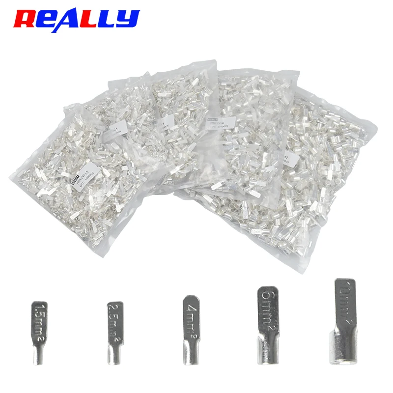 

500/1000PCS C45 Cable lug Circuit Breaker Plug Non Insulated Copper Tin Plated Pin Type Wire Nose Insert Crimp