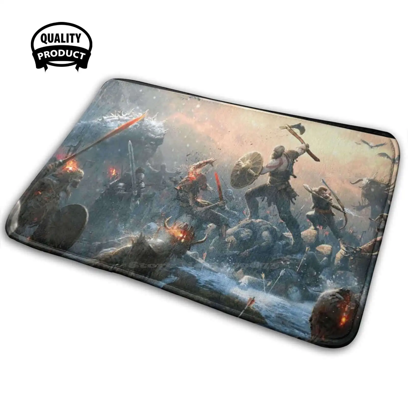 God Of War 2019-Opera D'Arte Rialzata Premium Soft Interessante Room Goods Tappeto Tappeto Splatter God Of War Logo Ink Psx Playstation